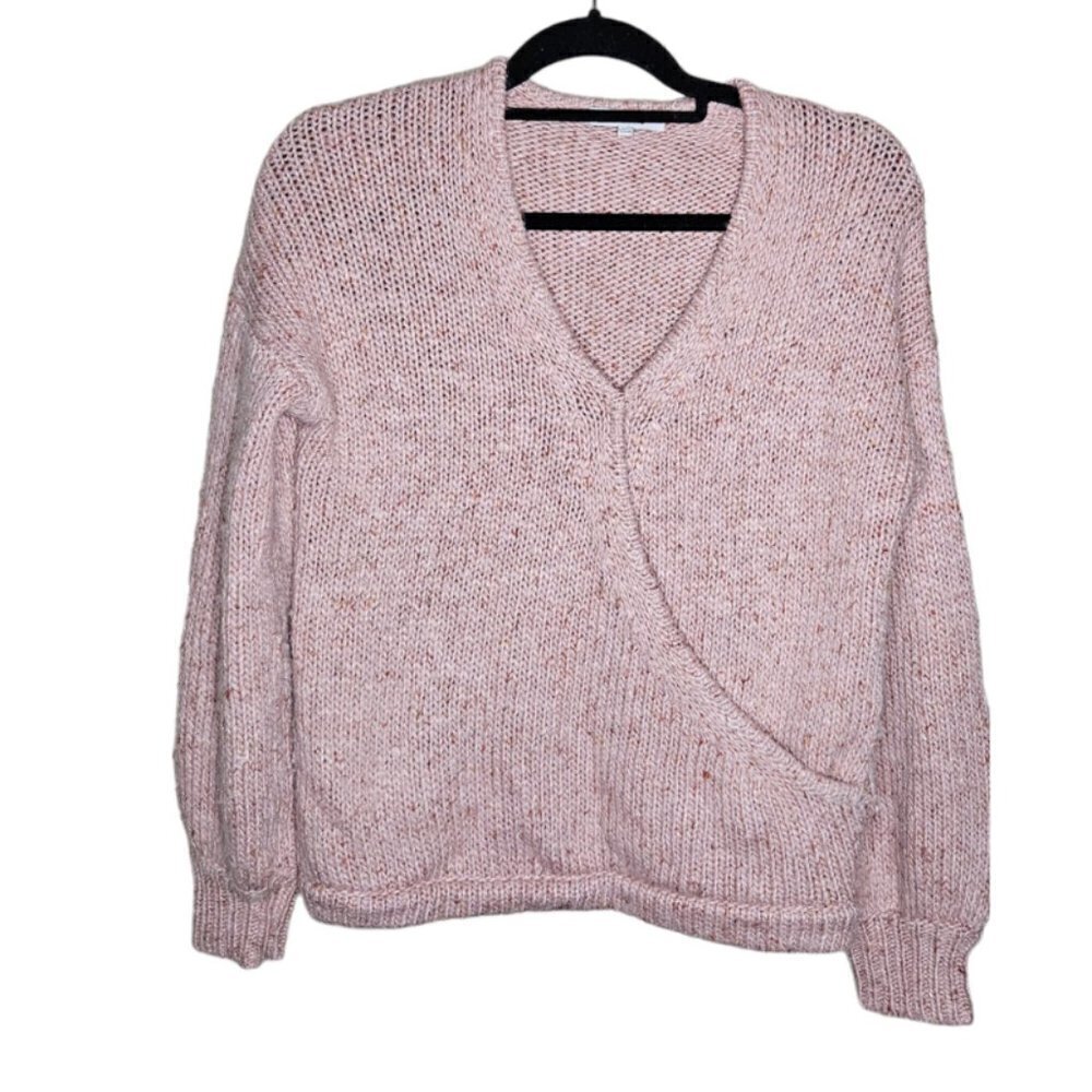 Madewell Womens Sweater XS Pink Coquette Chunky Wool Blend Marled Heather Wrap